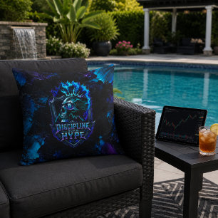 Discipline Over Hype Bitcoin Blue Brushstroke Throw Pillow