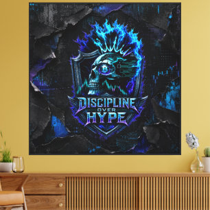 Discipline Over Hype Bitcoin Torn Cyber Grunge Canvas Print
