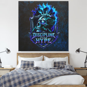 Discipline Over Hype Blue Grunge Bitcoin Canvas Print