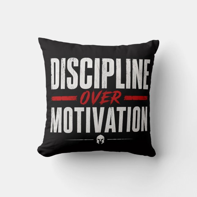 Discipline over motivation throw pillow (Front)