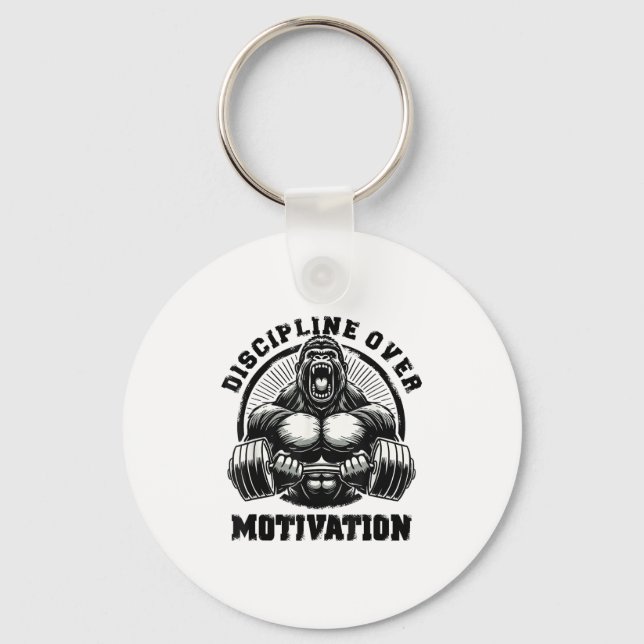 Discipline Over Motivation Weightlift Gym Quotes G Keychain (Front)