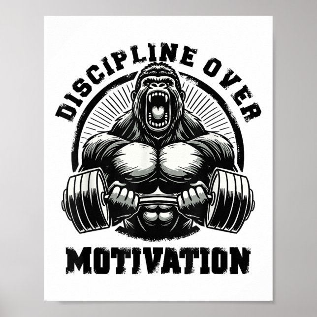 Discipline Over Motivation Weightlift Gym Quotes G Poster (Front)