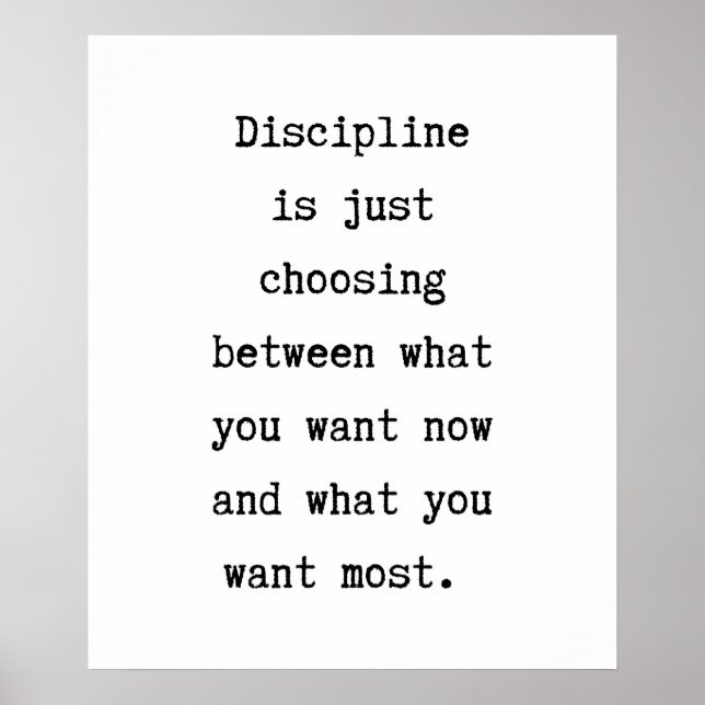 Discipline Quote Poster Wall Art Inspirational (Front)
