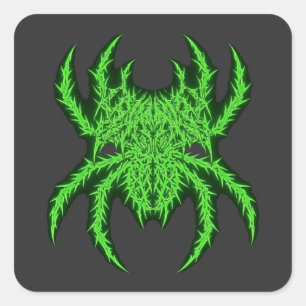 Discipline Spider Green Gym Bodybuilding Art Square Sticker