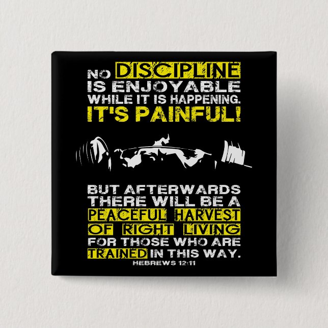 DISCIPLINE - Squat Workout Motivational 2 Inch Square Button (Front)