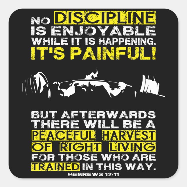 DISCIPLINE - Squat Workout Motivational Square Sticker (Front)
