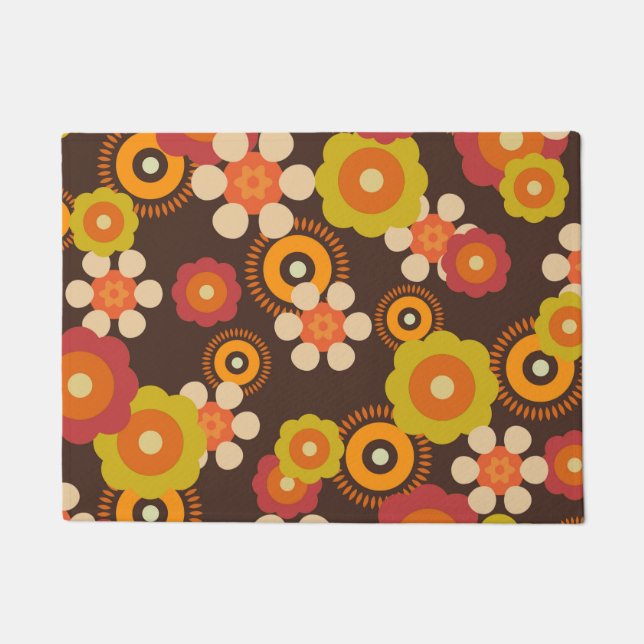 Disco 70s 60s Retro Flowers Pop Culture Doormat (Front)