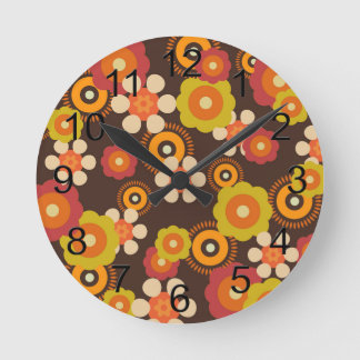 Disco 70s 60s Retro Flowers Pop Culture Round Clock