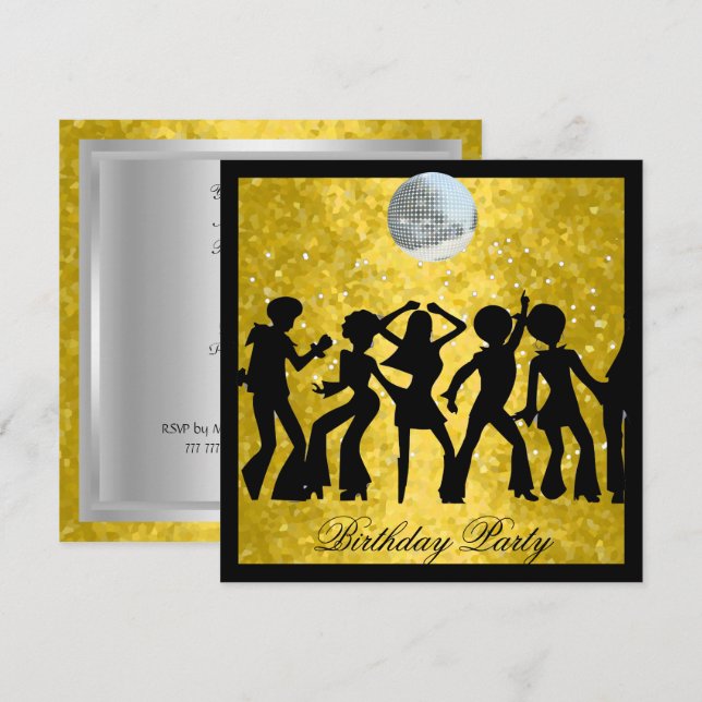 Disco 70's Anniversday Party Retro invitation (Devant / Derrière)