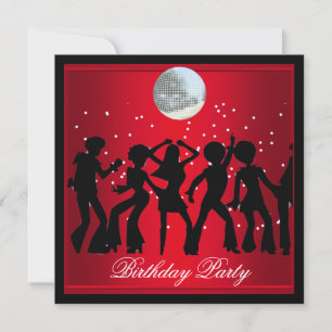 Disco 70's Birthday Party Red retro 2 Invitation