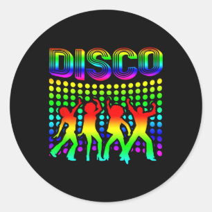Disco 70s Disco Themed Vintage Retro Dancing 1  Classic Round Sticker