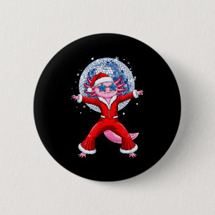 Disco Axolotl Christmas Santa Suit Funny Holiday 7 2 Inch Round Button