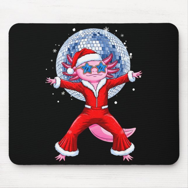 Disco Axolotl Christmas Santa Suit Funny Holiday 7 Mouse Pad (Front)