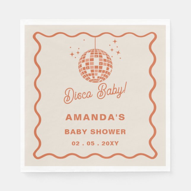Disco Baby Retro Groovy Disco Baby Shower Napkin (Front)