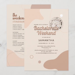 Disco Bachelorette Party Retro Weekend Itinerary Invitation