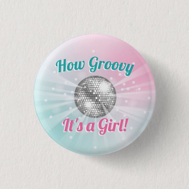 Disco Ball Baby Shower 1 Inch Round Button (Front)