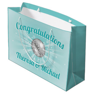 Disco Ball Baby Shower Blue Boy Large Gift Bag