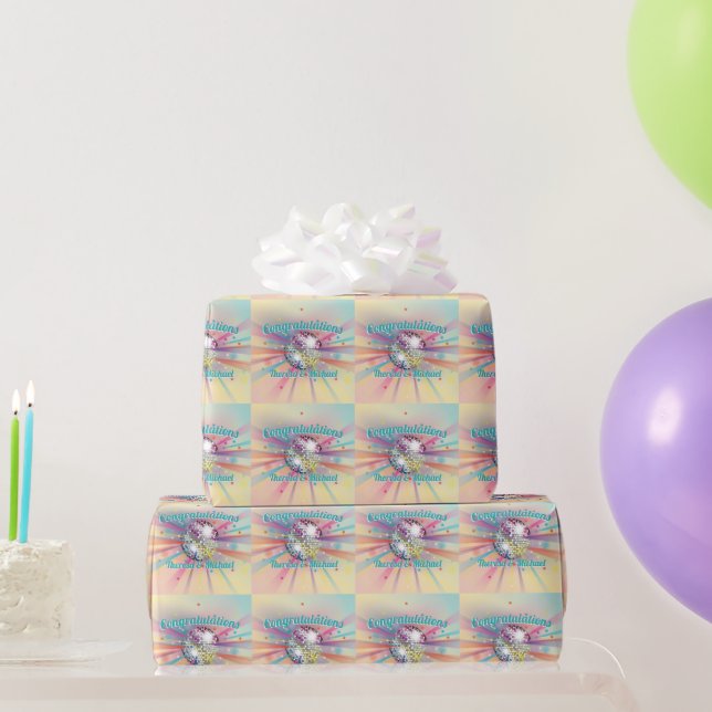 Disco Ball Baby Shower Groovy Pastel Rainbow Wrapping Paper (Party Gifts)