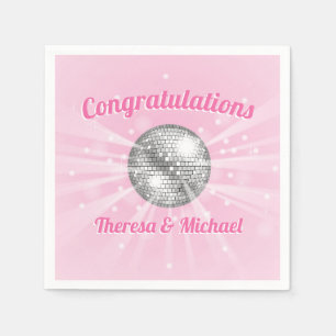 Disco Ball Baby Shower Groovy Pink Girl Napkin