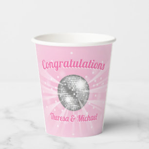 Disco Ball Baby Shower Groovy Pink Girl Paper Cups