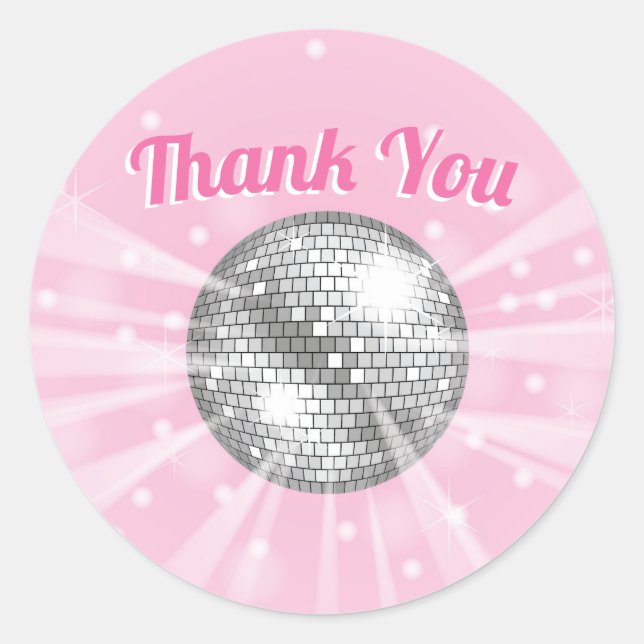 Disco Ball Baby Shower Groovy Thank You Classic Round Sticker (Front)