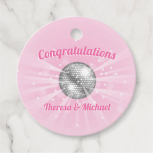 Disco Ball Baby Shower Pink Girl Favour Tags