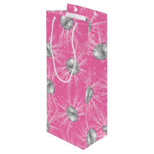 Disco Ball Baby Shower Pink Girl Wine Gift Bag