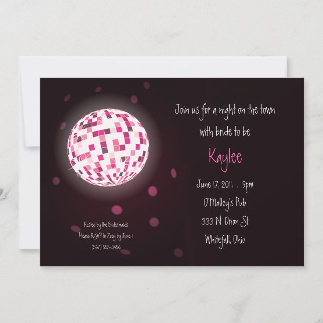 Disco Ball Bachelorette Party Invitations (Front)