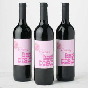 Disco Ball Bachelorette Pink Wine Label