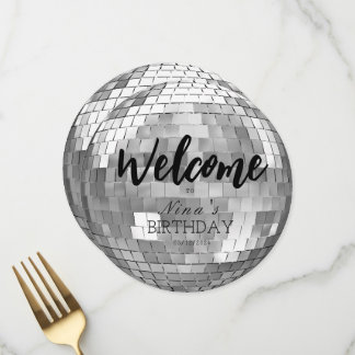 Disco Ball Bienvenue sur ma carte de table de fête