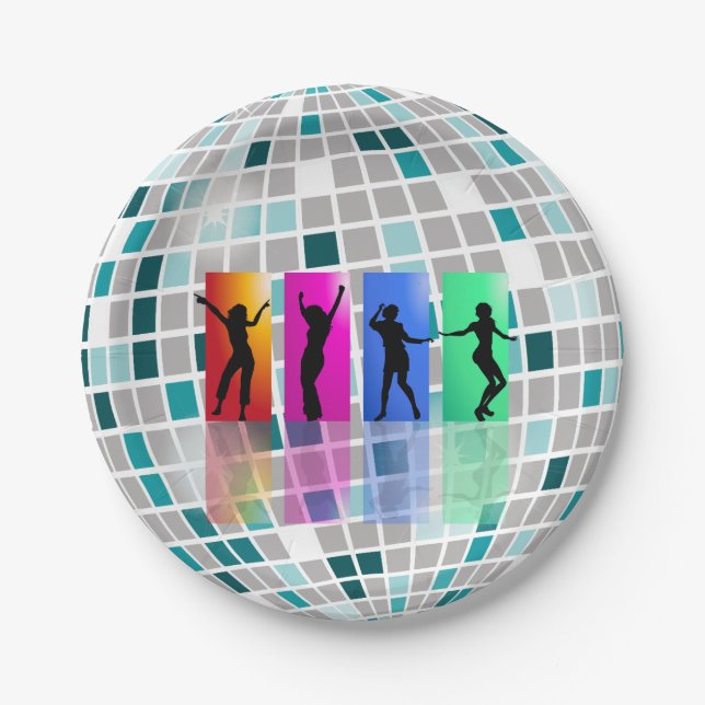 Disco Ball Birthday Party Paper Plates Cake (Front)