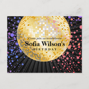 disco ball birthday Postcard invitation