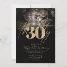 Disco ball black and gold 30th birthday party