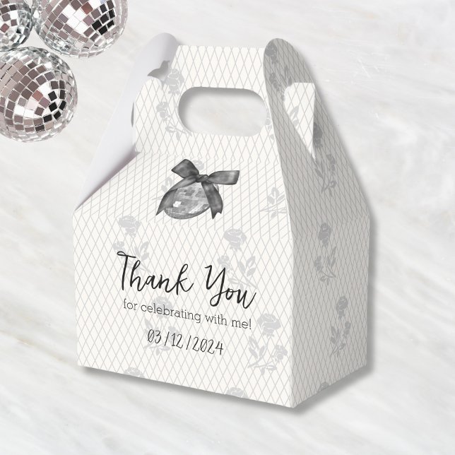Disco Ball & Black Bow Coquette Elegant Chic Cute Favor Box (Creator Uploaded)