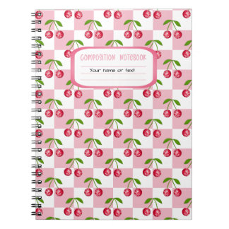 Disco Ball Cherry Chequered Pattern Custom Name Notebook