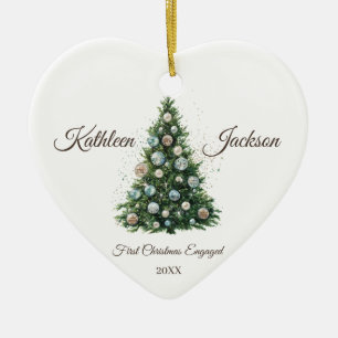 Disco Ball Christmas Tree First Christmas Engaged Ceramic Ornament