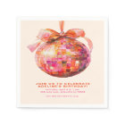 Disco Ball Coquette Bow Birthday Party Invitations