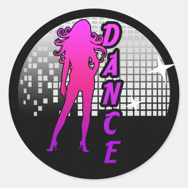 Disco Ball Dancer. Classic Round Sticker (Front)