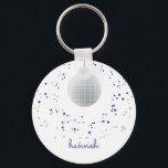 Disco Ball Dancer Keychain<br><div class="desc">Delight the dancer in your life with this blue and purple disco ball themed key chain. Text is customizable. Perfect for adults and kids. Part of a collection from Parcel Studios.</div>