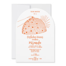 Disco Ball Dinner Invitation Orange