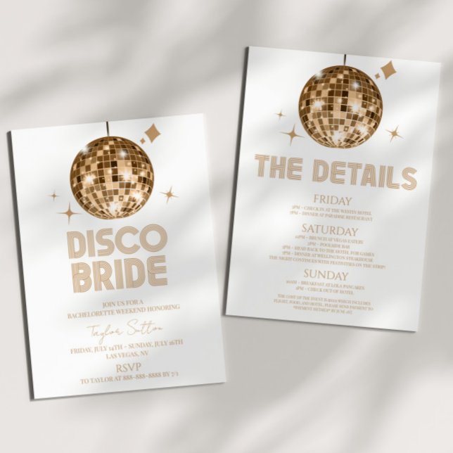 Disco Ball Disco Bride Bachelorette Weekend Party Invitation (Creator Uploaded)