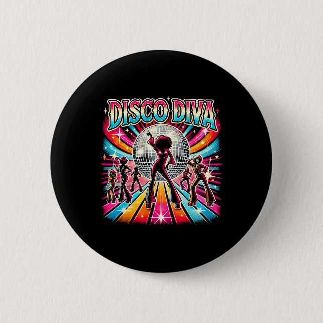 Disco Ball Disco Diva Queen  2 Inch Round Button (Front)