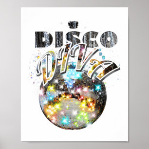Disco Ball Disco Diva Queen - 70s Retro Vintage Da Poster