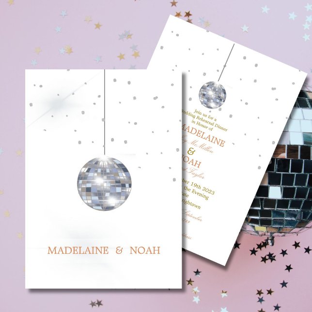  Disco Ball Elegant Chic Wedding Rehearsal Invitation (Creator Uploaded)