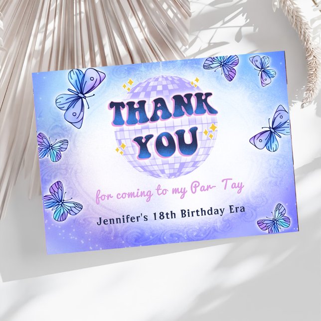 Disco Ball Eras Birthday Party Thank You Card (Creator Uploaded)