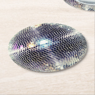 Disco ball faux realistic round paper coaster
