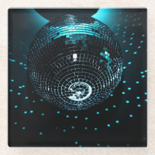 Disco Ball Glare, Nightclub Background. Glass Coaster