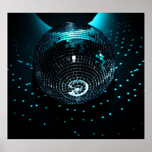 Disco Ball Glare, Nightclub Background. Poster
