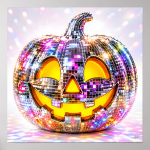 Disco Ball Glitter Pumpkin Poster