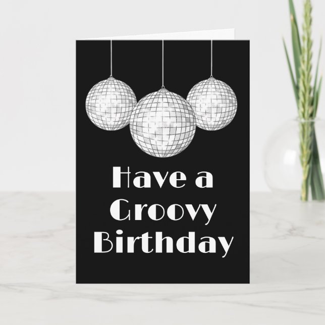 Disco Ball Groovy Birthday Greeting Card (Front)